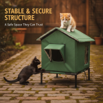 🏠 SCONTO DEL 50% A TEMPO LIMITATO! 🐈 Cuccia per gatti da esterno rialzata e resistente a ogni clima – Impermeabile, isolata e pieghevole 🌧️ - immagine 3