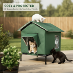 🏠 SCONTO DEL 50% A TEMPO LIMITATO! 🐈 Cuccia per gatti da esterno rialzata e resistente a ogni clima – Impermeabile, isolata e pieghevole 🌧️ - immagine 2